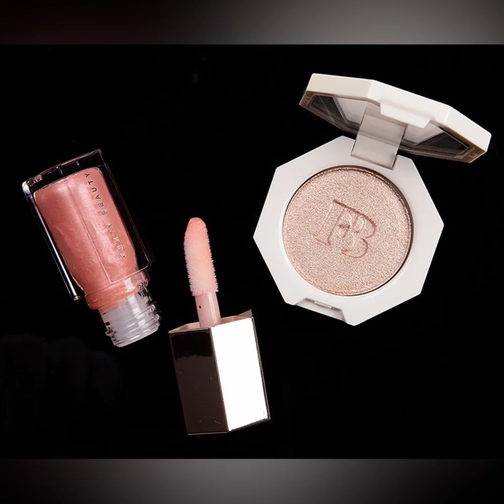 Fenty Beauty Bomb Baby Mini Set NIB Rihanna Glow Gloss Hustla Baby Highlighter